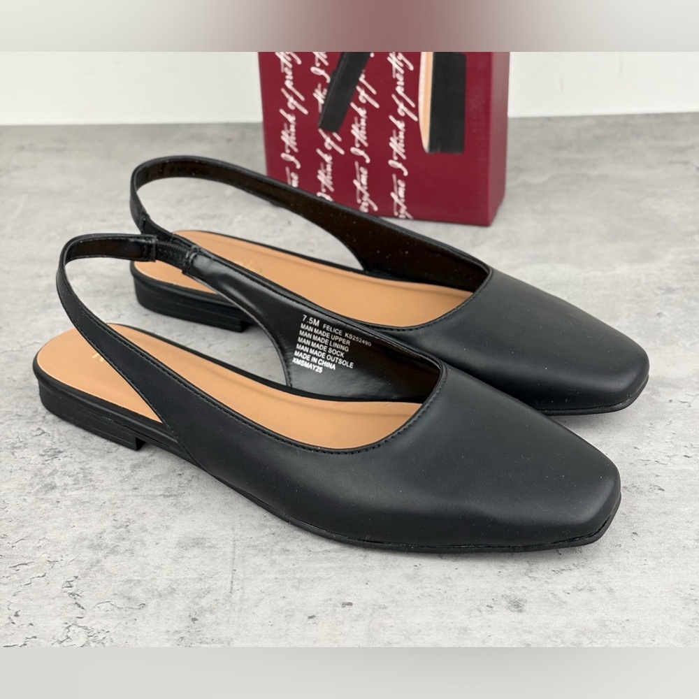 Kensie  Felice Women's Shoes Black Slingback Flats Size 7.5 New In Box - Picture 2 of 5